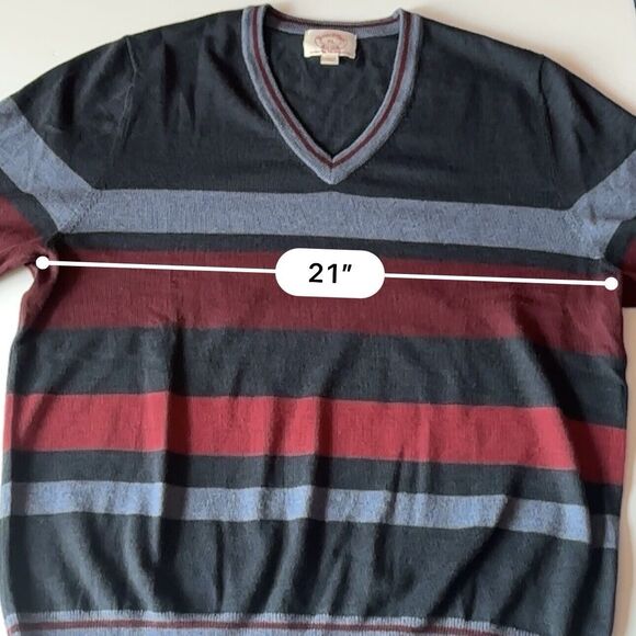 Brooks Brothers Extrafine Italian Merino Wool Sweater Men's Size XL Blue Red - Picture 5 of 9